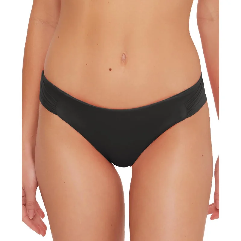 Womens Solid Nylon Swim Bottom Separates Mesh Panel Swimwear