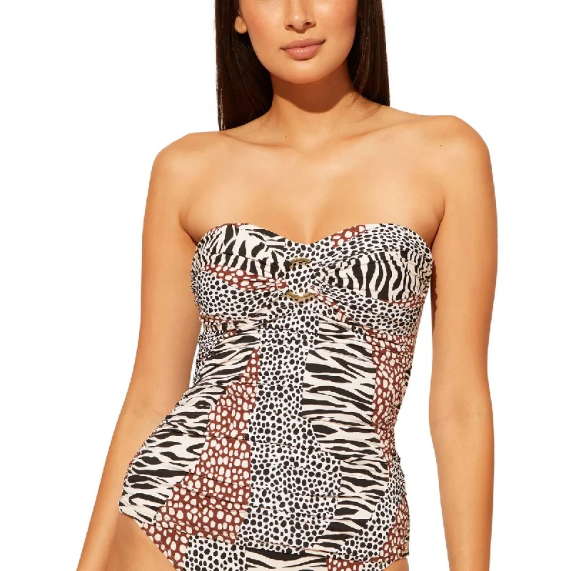 Bleu Rod Beattie Womens Animal Print Summer Tankini Swim Top Full Coverage Swimsuit