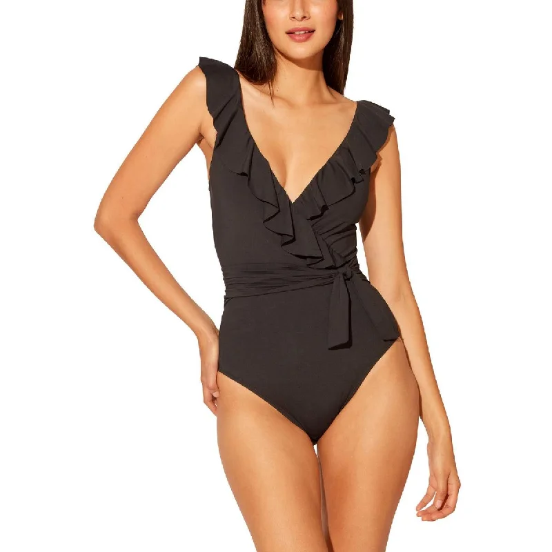 Bleu Rod Beattie Womens Ruffled Faux Wrap One-Piece Swimsuit Classic Swimsuit Design