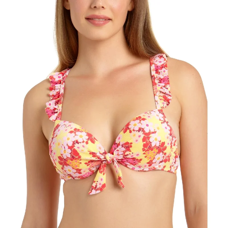 California Waves Womens Bralette Push-Up Swim Top Separates Deep-V Swimsuit Design