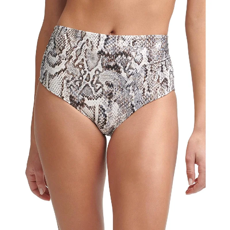 Calvin Klein Womens Snake Print Ruched Swim Bottom Separates Beachy Ruffle Bikini