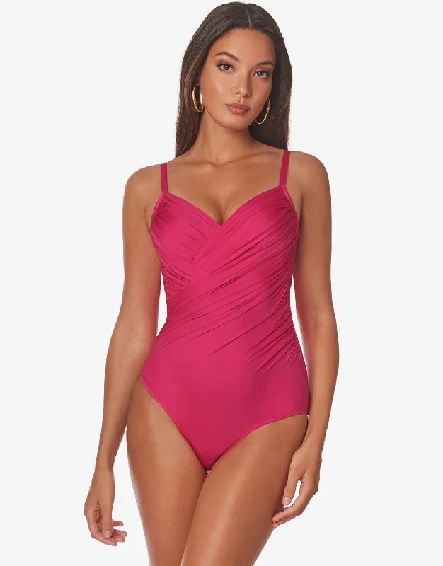 Ceylan Underwired Wrap Swimsuit - Pink Strapless Swimsuit Top