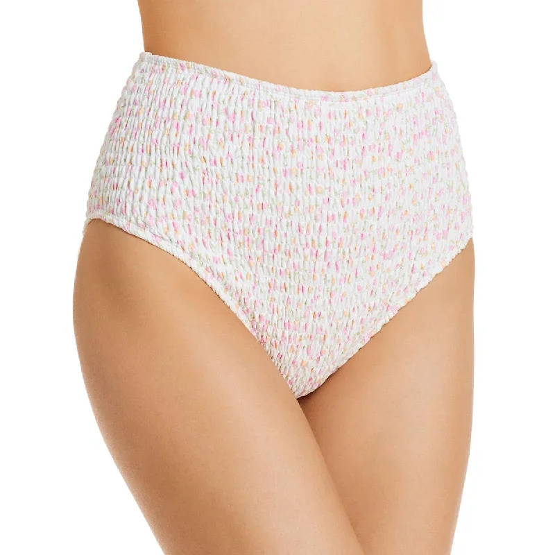Charlie Holiday Womens Newport Floral Smocked Swim Bottom Separates Plunge Back Swimsuit