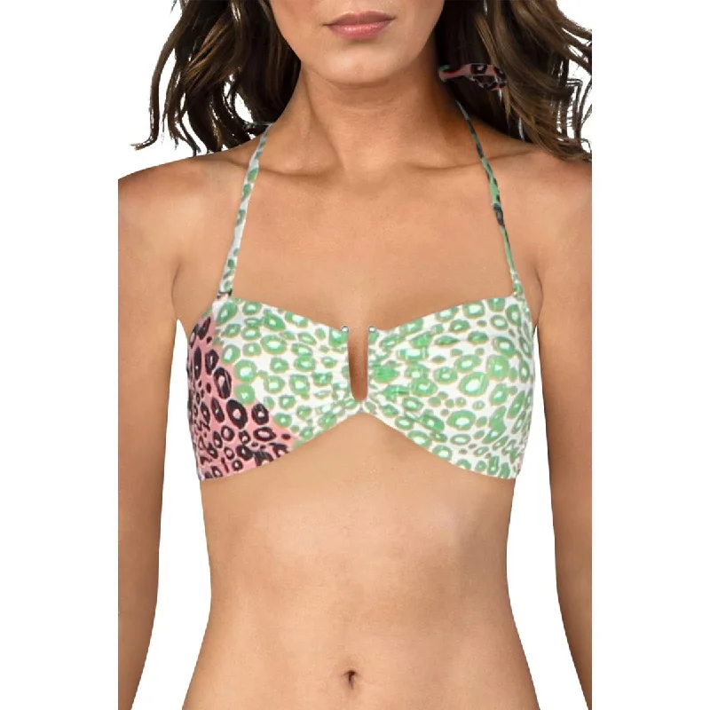 Derek Lam Womens Animal Print Bandeau Swim Top Separates Comfortable Swim Dress