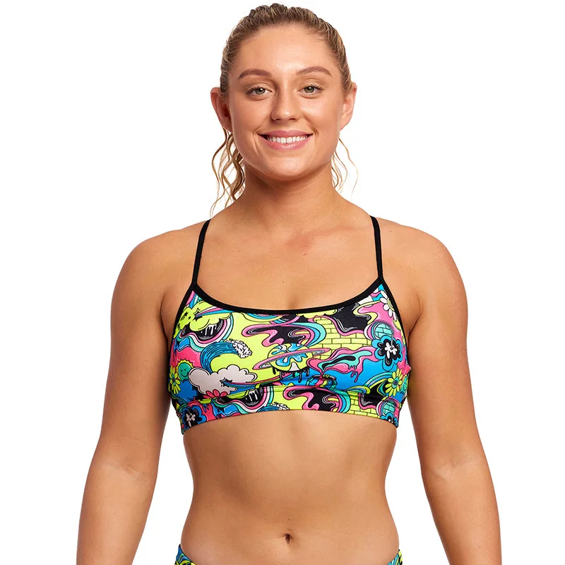 Funkita - Smash Mouth - Ladies Swim Crop Top Floral Print Swimsuit