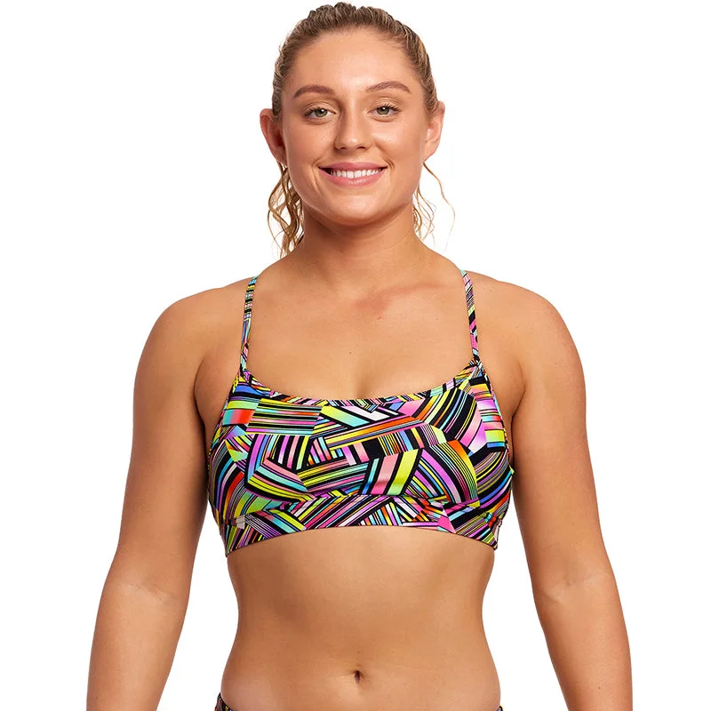 Funkita - Strip Straps - Ladies Swim Crop Top Plunge Neckline Swimsuit