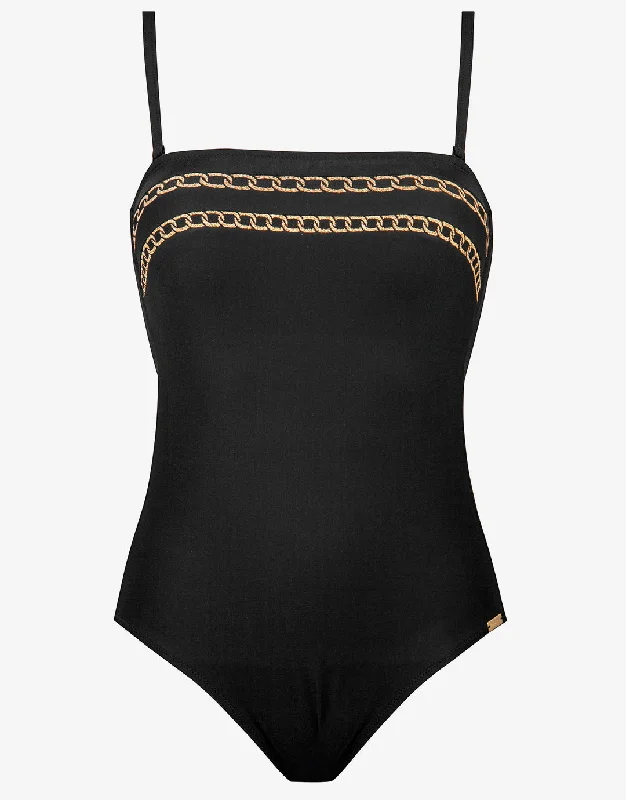 Golden Chain Bandeau Swimsuit - Black Stylish Swimsuit Set
