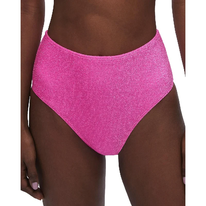 Good American Womens Sparkle Brief Metallic Nylon Swim Bottom Separates Sporty Swimsuit Style