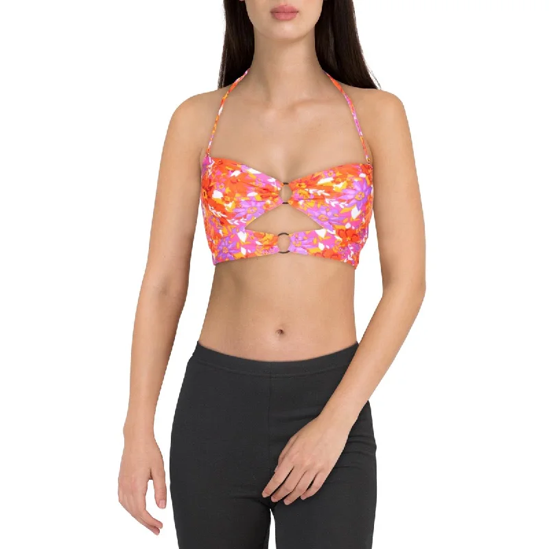 Hula Honey Womens Juniors Floral O-Ring Swim Top Separates Sporty Swim Shorts