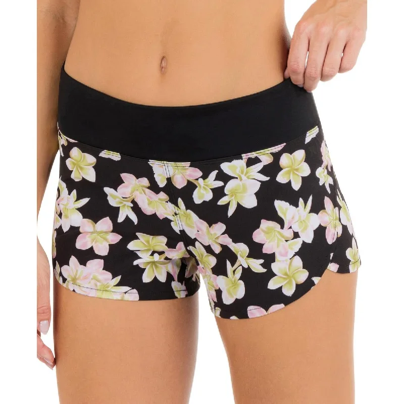Hurley Womens Juniors Floral Print Shorts Swim Bottom Separates Vibrant Bikini Bottoms