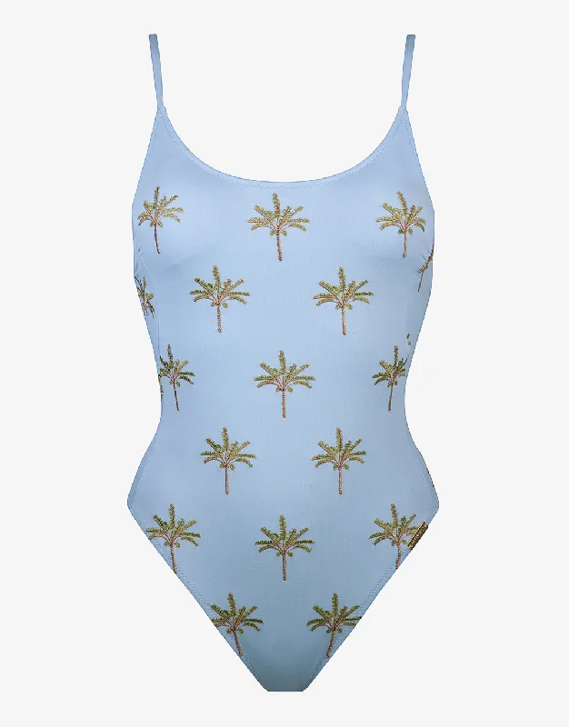 Island Souvenir Swimsuit - Sky Tie-Back Swimwear