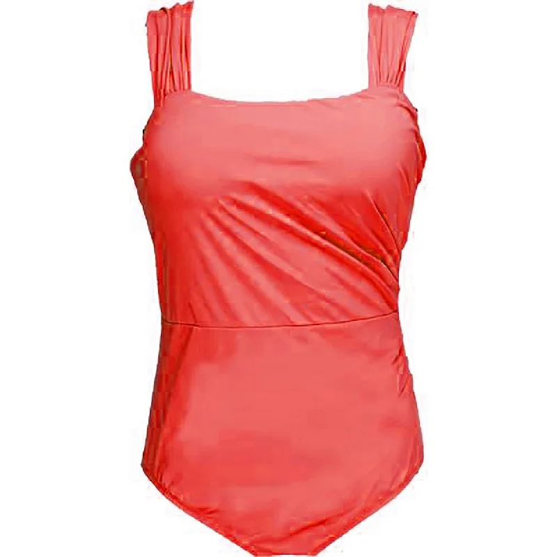 Jantzen Womens Gathered Solid One-Piece Swimsuit Luxury Swimsuit Style