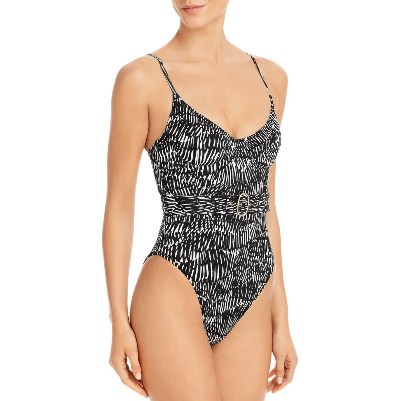 Jonathan Simkhai Womens Printed Underwire One-Piece Swimsuit Soft Beachwear Set