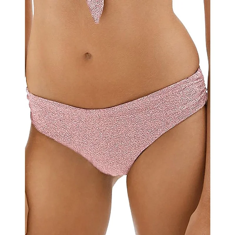 Jonathan Simkhai Womens Ruched Metallic Swim Bottom Separates Plunge Neckline Swimsuit