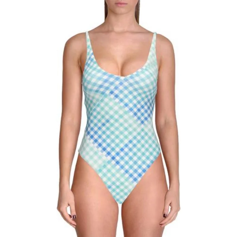 L Space Womens Plaid Cheeky One-Piece Swimsuit Sporty Swimwear Bottoms