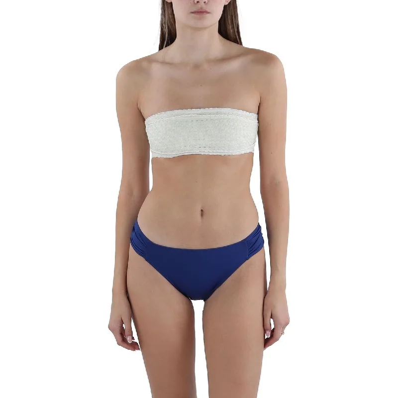 Lauren Ralph Lauren Womens Solid Shirred Swim Bottom Separates Floral Bikini Top