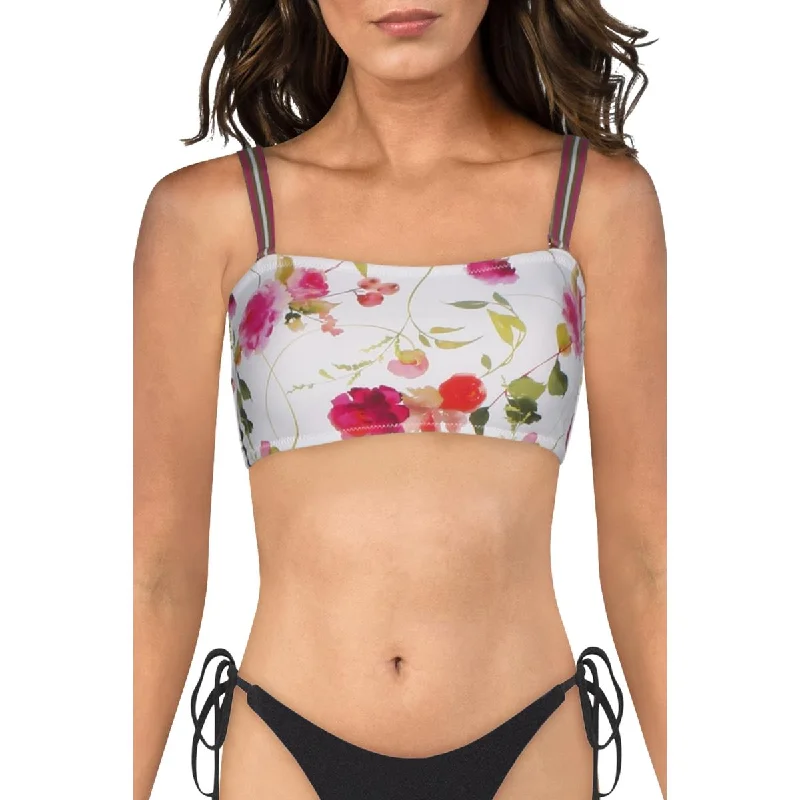 Nanette Lepore Womens Floral Bandeau Swim Top Separates Vintage Swimwear Look