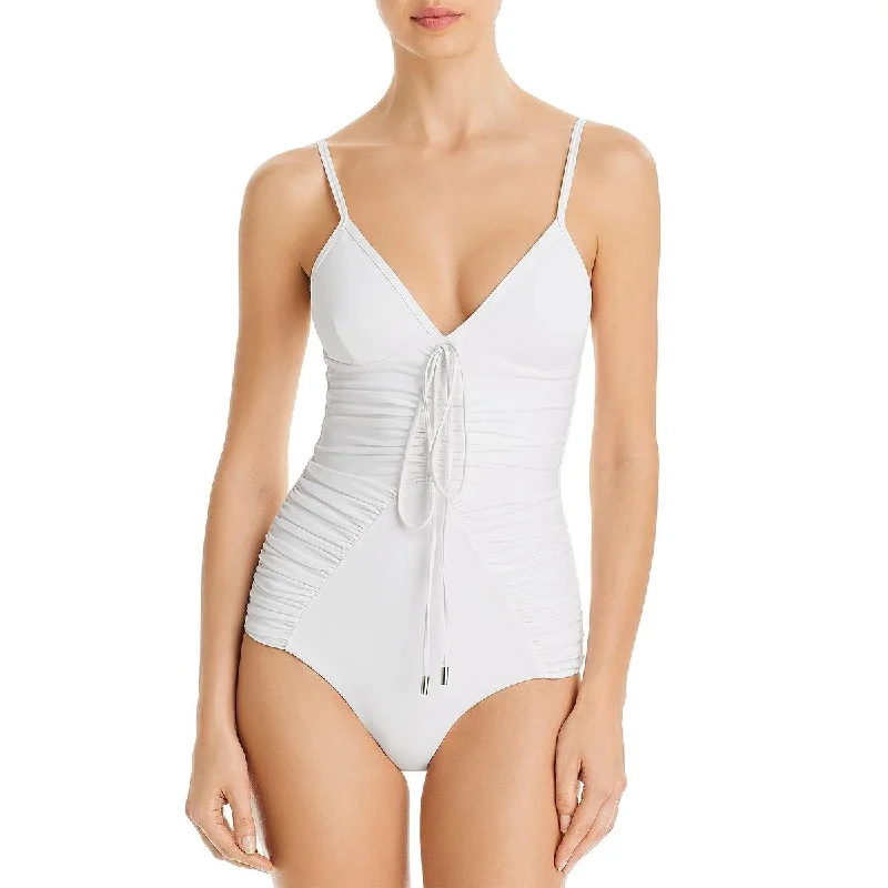 Nicholas Womens Fatima Ruched Tie-Front One-Piece Swimsuit Vibrant Bikini Design