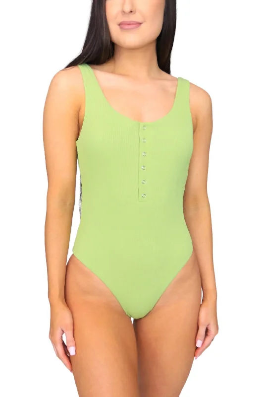 One-Piece Swimsuit In Salt And Lime Playful Pattern Swimsuit