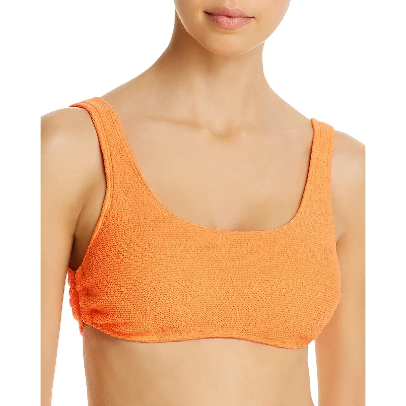 PilyQ Womens Ring Side Scoop Neck Swim Top Separates Classic Sporty Swimsuit