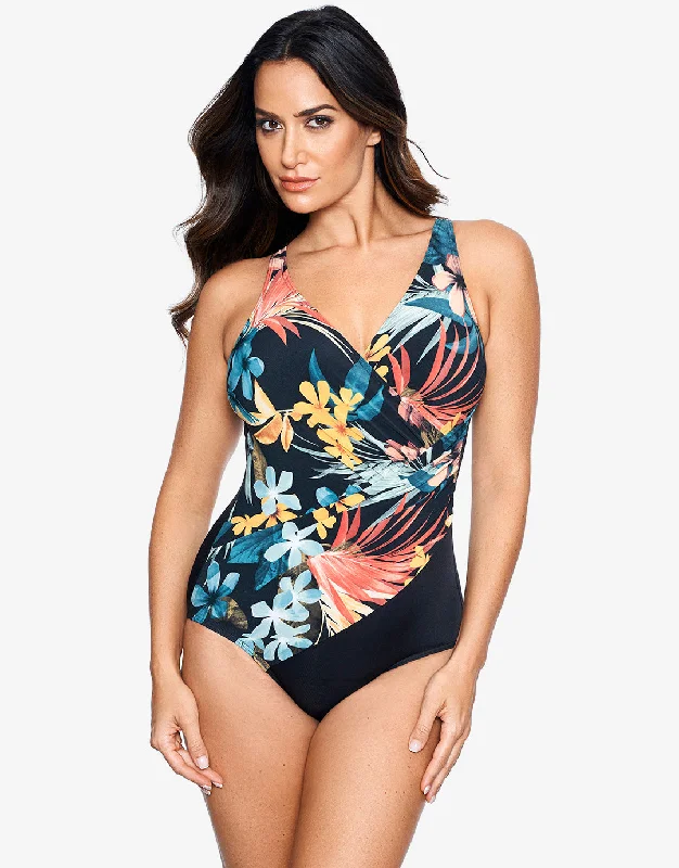 Plumeria Oceanus Swimsuit - Multi Fun Pattern Swimsuit