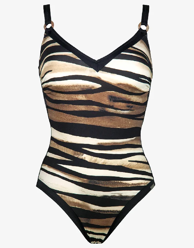 Pool Safari Underwired Swimsuit - Animal Retro Swimwear Style