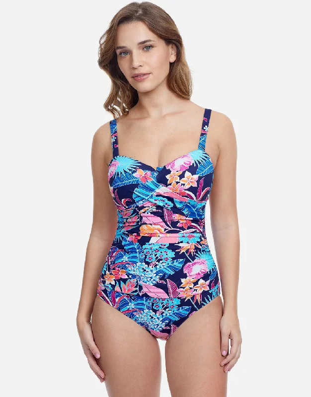 Profile Bohemian Gypsy D Cup Swimsuit - Navy Button-Front Swimsuit