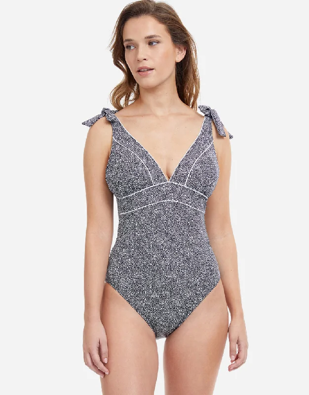 Profile Colette V Neck Swimsuit - Black and White Push-Up Swimsuit Top