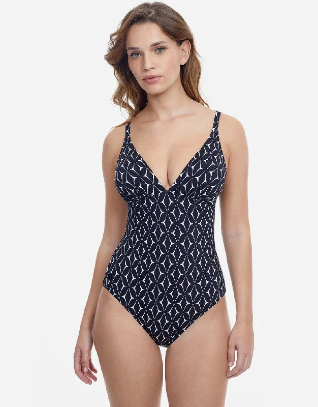 Profile Supreme V Neck Swimsuit - Black Soft Beachwear Set