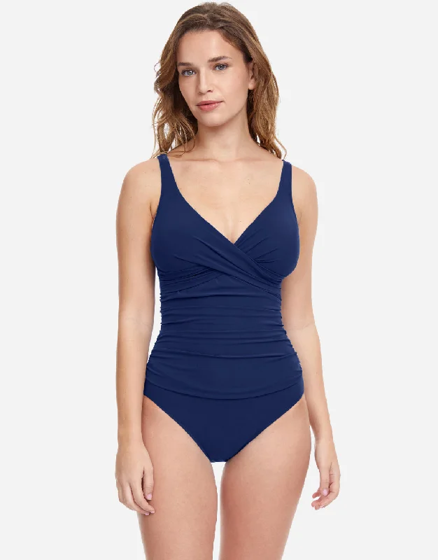 Profile Tutti Frutti V Neck Swimsuit - Navy Crisscross Back Swimsuit
