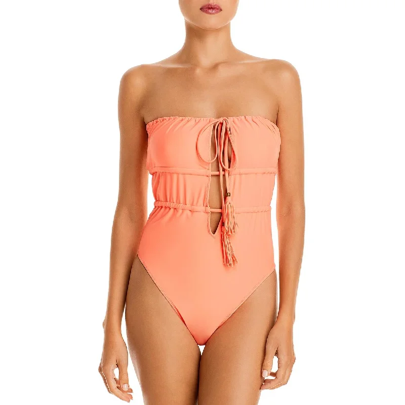 Ramy Brook Womens  Marta Plunge Gathered One-Piece Swimsuit Bold Swimsuit Design