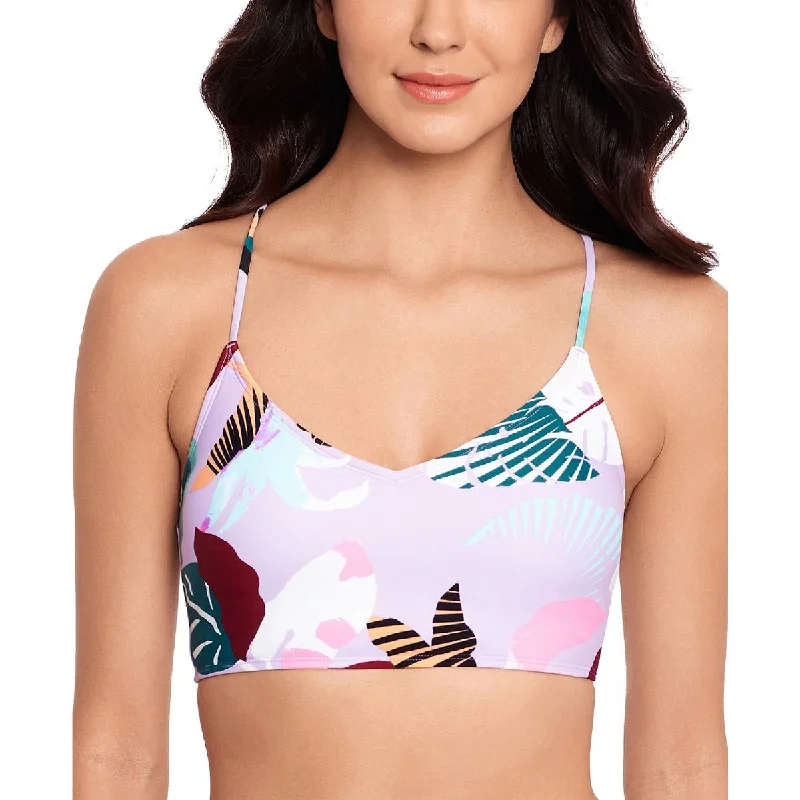 Salt + Cove Womens Printed Lace Up Swim Top Separates Cross-Back Bikini