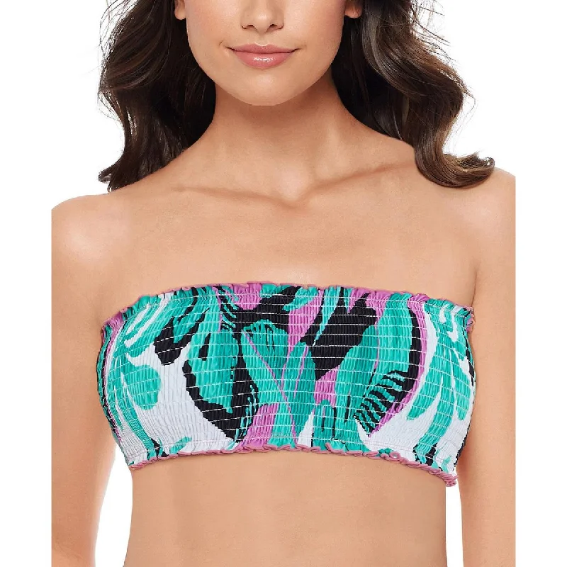 Salt + Cove Womens Printed Ruffled Swim Top Separates Summer Ready Swimsuit