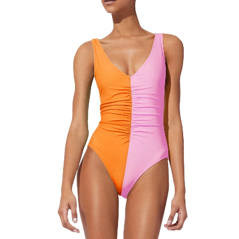 Solid & Striped Womens Lucia Colorblock Nylon One-Piece Swimsuit Solid Color Swimsuit