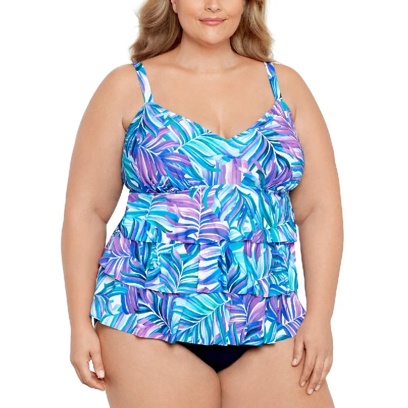 Swim Solutions Womens Plus Beachwear Summer One-Piece Swimsuit Sleek Full Coverage