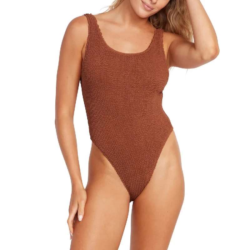Volcom Womens Beachwear Smocked One-Piece Swimsuit Summer Ready Swimsuit
