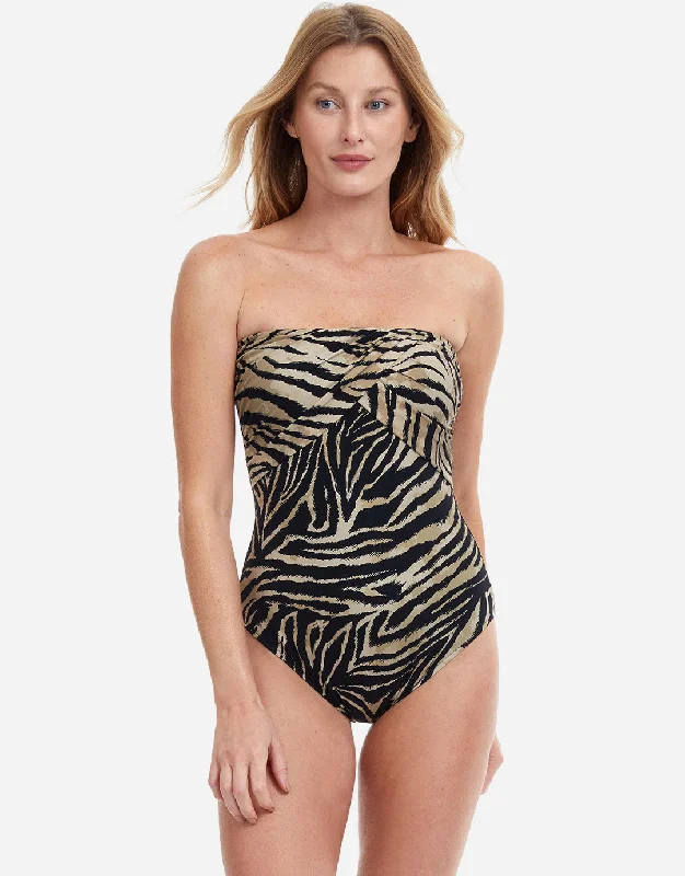 Wild Life Bandeau Swimsuit - Brown Chic Bikini Set