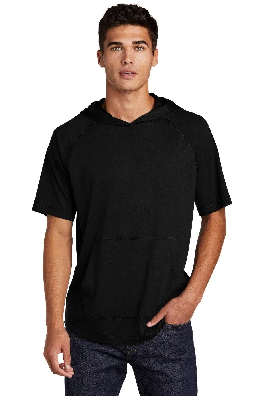 Sport-Tek PosiCharge Tri-Blend Wicking Short Sleeve Hoodie. ST404 Hoodie with Mock Neck Collared Structured Sport-Tek PosiCharge Tri-Blend Wicking Short Sleeve Hoodie. ST404 Hoodie with Mock Neck Collared Structured