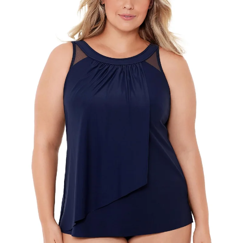 Miraclesuit Womens Plus Illusion Underwire Tankini Swim Top Beach Ready Swimsuit
